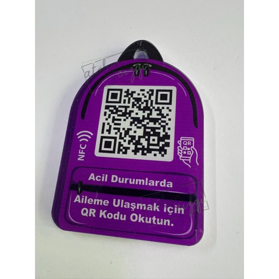 Aileme Ulaş NFC Qr Çanta Anahtarlığı Mor Aileme Ulaş NFC Qr Çanta Anahtarlığı Mor