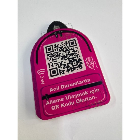 Aileme Ulaş NFC Qr Çanta Anahtarlığı Pembe Aileme Ulaş NFC Qr Çanta Anahtarlığı Pembe