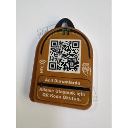 Aileme Ulaş NFC Qr Çanta Anahtarlığı Taba