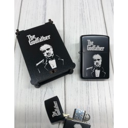 Godfather Benzinli Zippo Çakmak Siyah Ahşap Kutulu