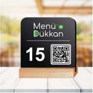 Ahşap Ayaklı Pleksi Menü 13x13cm