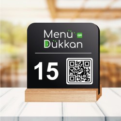 Ahşap Ayaklı Pleksi Menü 13x13cm