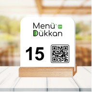 Ahşap Ayaklı Pleksi Menü Beyaz 13x13cm