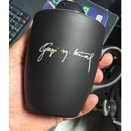 Lazer Kazıma Siyah Seramik Oval Kupa