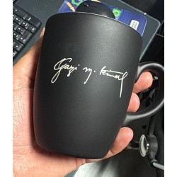 Lazer Kazıma Siyah Seramik Oval Kupa