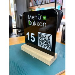 Ahşap Ayaklı Pleksi Menü Beyaz 13x13cm