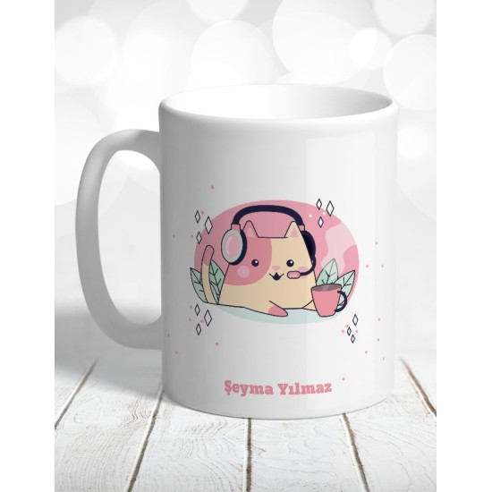 Gamer Kedi Kişiye Özel Kupa Bardak Gamer Kedi Kişiye Özel Kupa Bardak