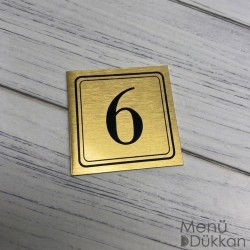 Altın Metal Yapışkanlı Masa Numarası 4x4cm