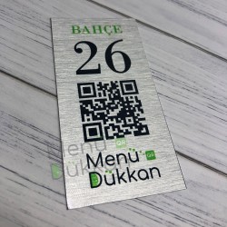 Gümüş Metal QR Karekod Menü 10x5cm