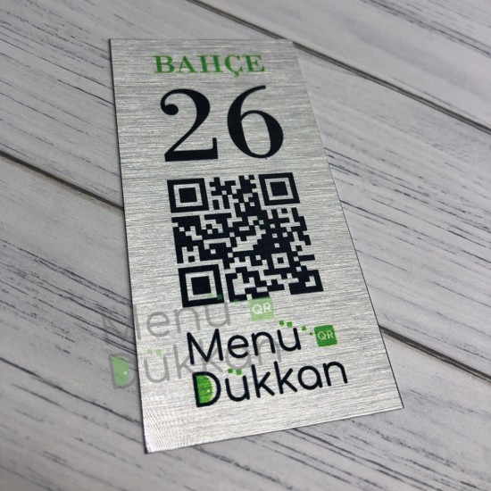Gümüş Metal QR Karekod Menü 10x5cm Gümüş Metal QR Karekod Menü 10x5cm