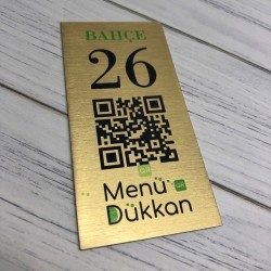 Altın Metal QR Karekod Menü 10x5cm