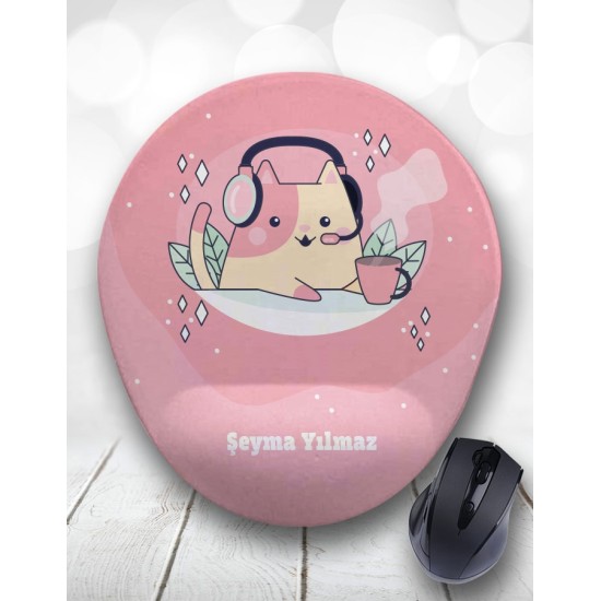 Gamer Kedi Bilek Destekli Mouse Pad ve Kupa Bardak Gamer Kedi Bilek Destekli Mouse Pad ve Kupa Bardak