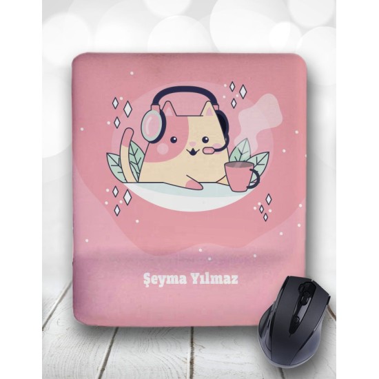 Gamer Kedi Bilek Destekli Mouse Pad ve Kupa Bardak Gamer Kedi Bilek Destekli Mouse Pad ve Kupa Bardak