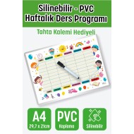 Haftalık Ders Programı Pvc Kaplamalı Silinebilir - A4- 29,7x21 cm Türkçe / İngilizce