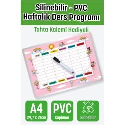 Haftalık Yaz Sil Ders Programı Pvc Kaplamalı Silinebilir Fairy - A4- 29,7x21 cm Türkçe / İngilizce