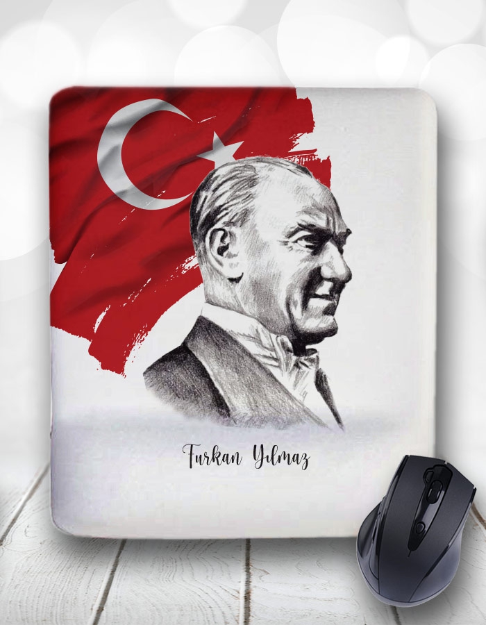 Kişiye Özel 2li Atatürk Tasarımlı Kupa Bardak ve Mouse Pad