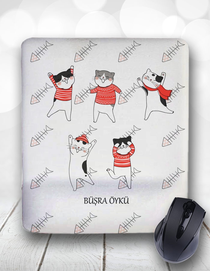 Kişiye Özel Kedi Temalı Bilek Destekli Mouse Pad