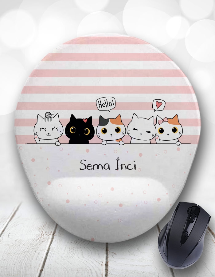 Kişiye Özel Neşeli Kediler Mouse Pad