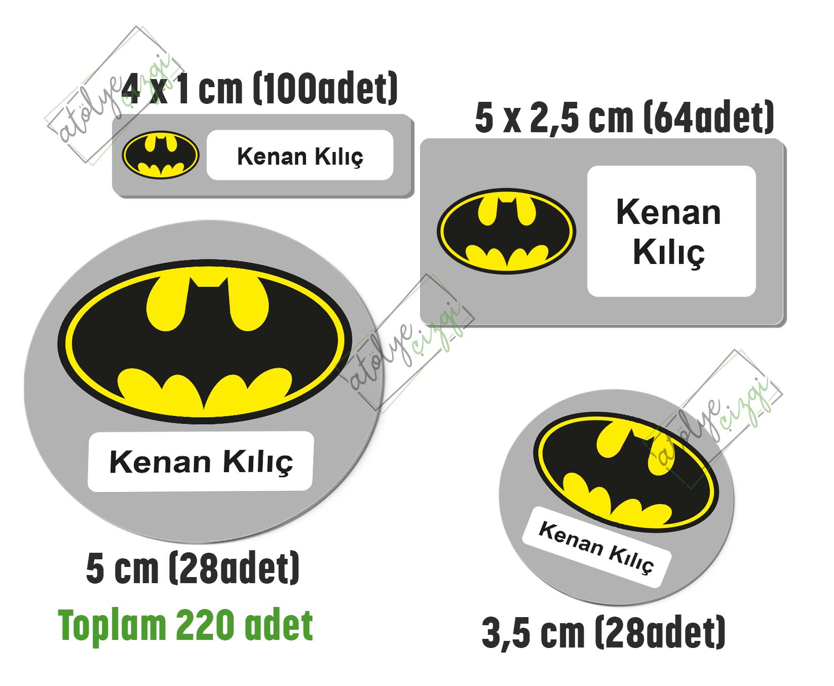 Batman Okul Etiketi, Kalem Defter Etiketi İsme Özel