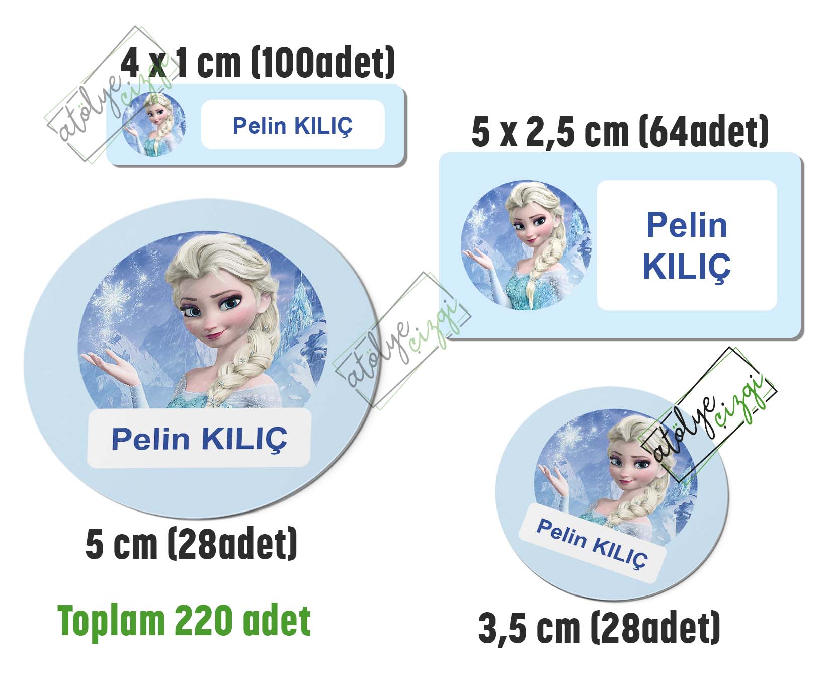 Elsa Okul Etiketi, Kalem Defter Etiketi İsme Özel