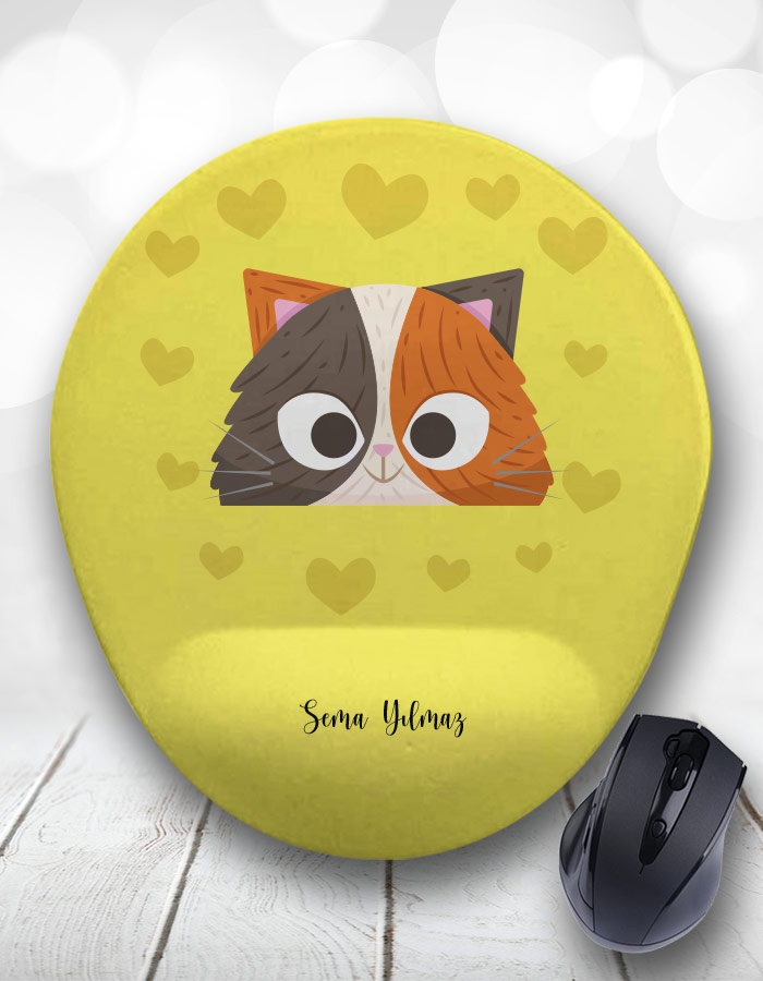Kişiye Özel Love Cat Kedi Mouse Pad
