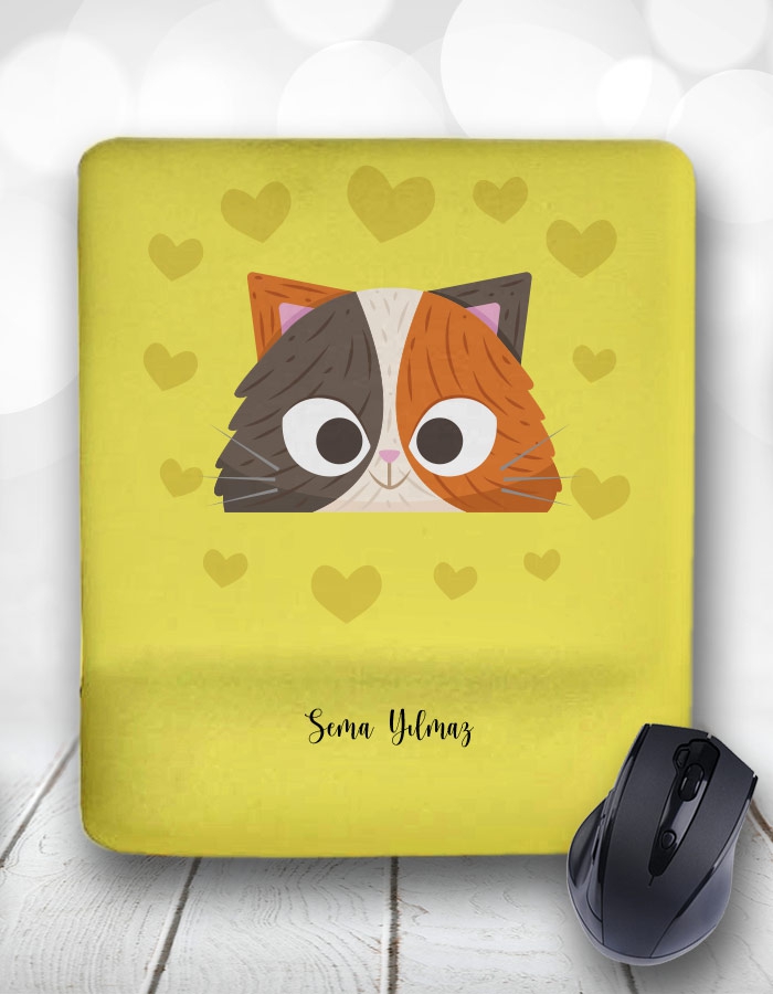 Kişiye Özel Love Cat Kedi Mouse Pad