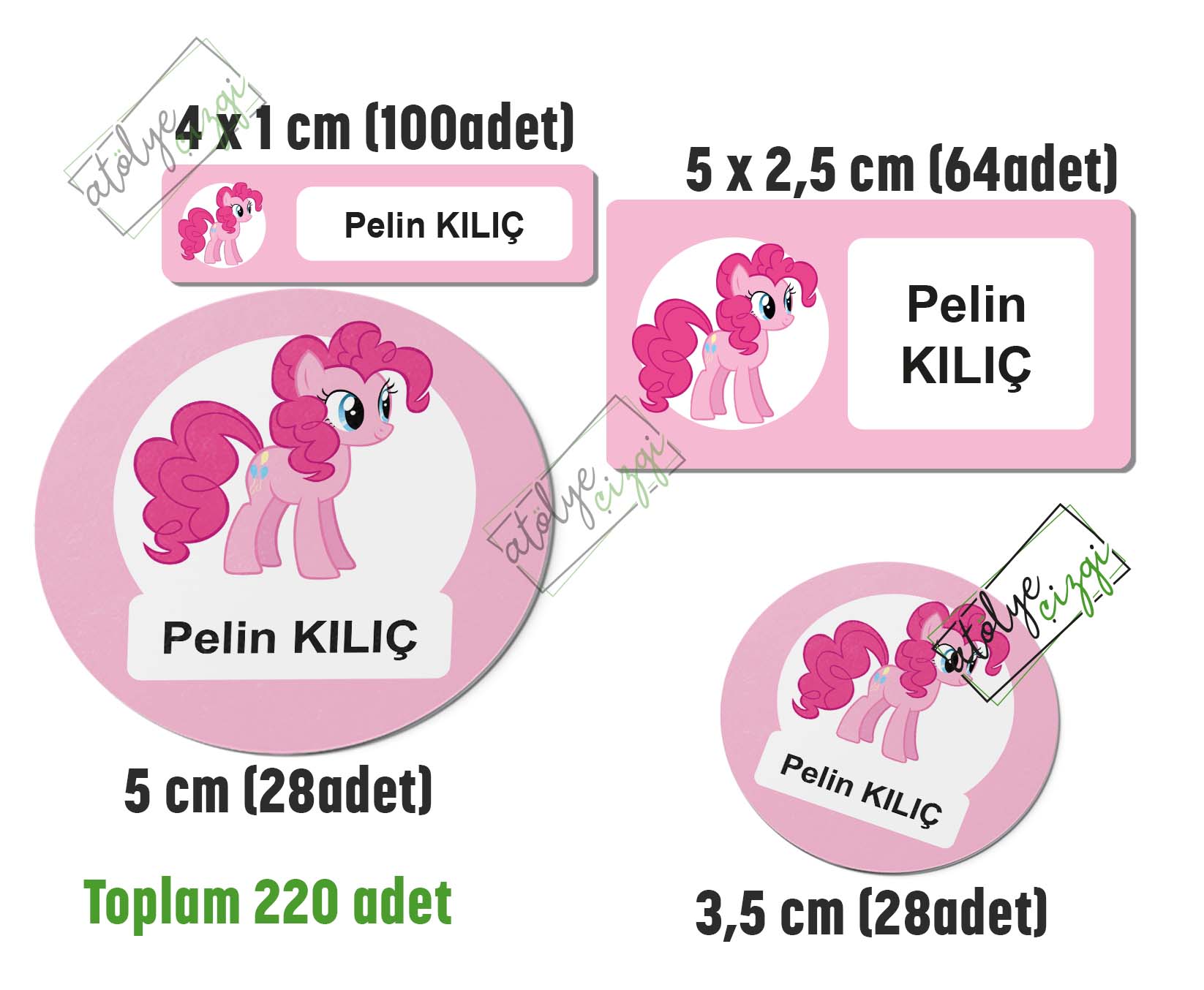 Pembe%20Pony%20Okul%20Etiketi,%20Kalem%20Defter%20Etiketi%20İsme%20Özel