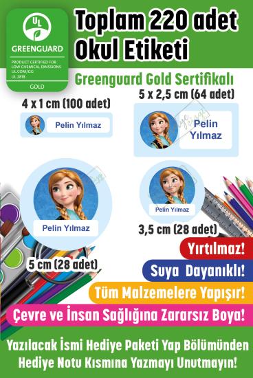 Okul Etiketi Anna Kalem Defter Etiketi İsme Özel 220 Adet