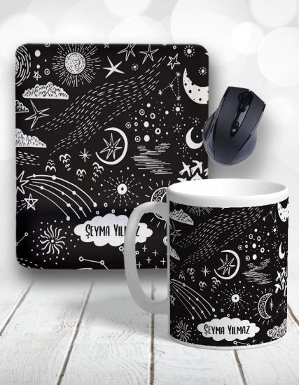 Astrolojik Gökyüzü Yıldızlar Kupa Bardak ve Mouse Pad