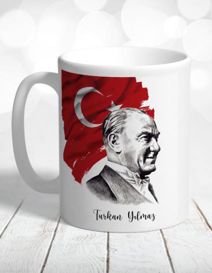 Kişiye Özel Atatürk Tasarımlı Kupa Bardak