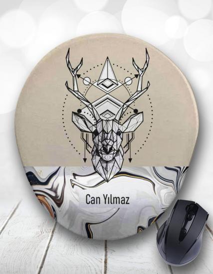 Kişiye Özel Çizgisel Şaman Geyik Mouse Pad