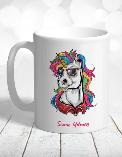 Kişiye Özel Colorful Hipster Unicorn Kupa Bardak