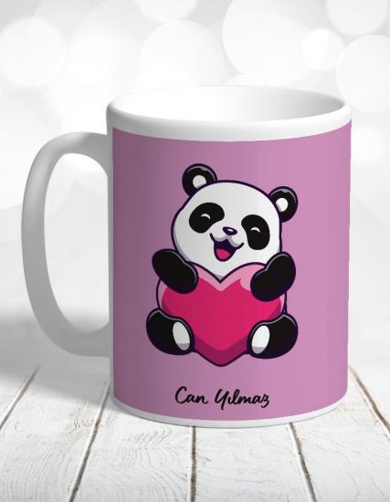 Kişiye Özel Eflatun Panda Love Kupa Bardak