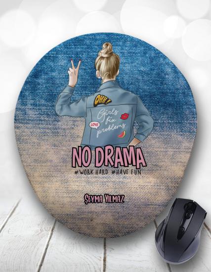 Kişiye Özel Retro No Drama Kot Desen Mouse Pad