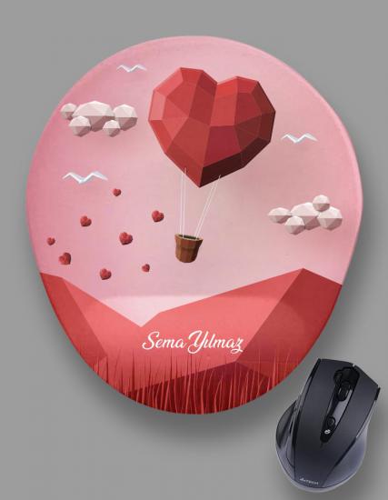 Kişiye Özel Kalpli Uçan Balon Mouse Pad