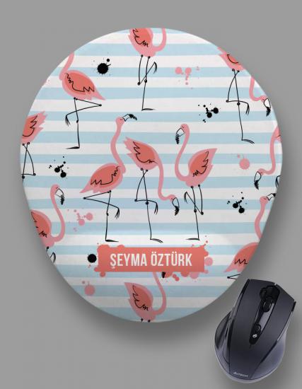 Kişiye Özel Stripe Flamingo Mouse Pad