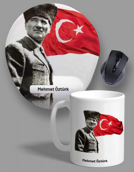 Kişiye Özel 2li Atatürk Temalı Kupa Bardak ve Mouse Pad