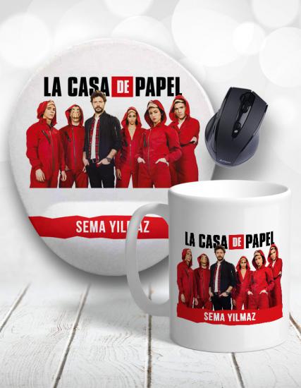 Kişiye Özel 2li La Casa De Papel Gang Kupa Bardak ve Mouse Pad