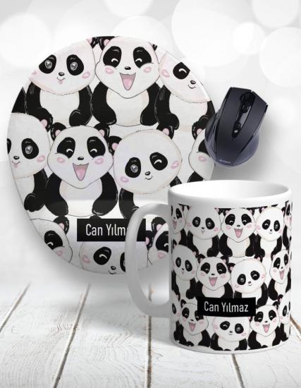 Kişiye Özel 2li Pandamania Panda Love Kupa Bardak ve Mouse Pad