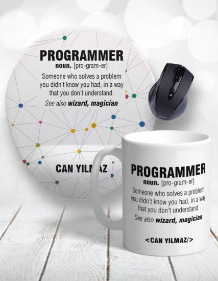 Kişiye Özel 2li Programmer (Yazılımcı) Kupa Bardak ve Mouse Pad