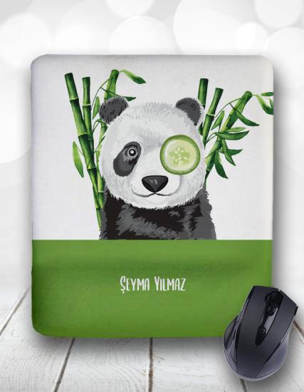Kişiye Özel Süslü Panda Bambu Mouse Pad