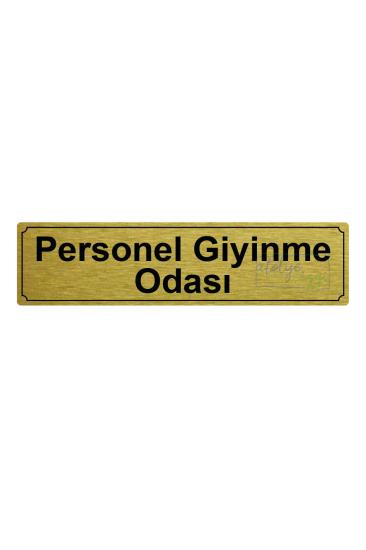 Personel Giyinme Odası Yönlendirme Levhası 20 cm x 5 cm Gold Fırçalı Metal