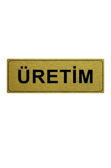 Üretim Yönlendirme Levhası 20 cm x 7 cm Gold Fırçalı Metal