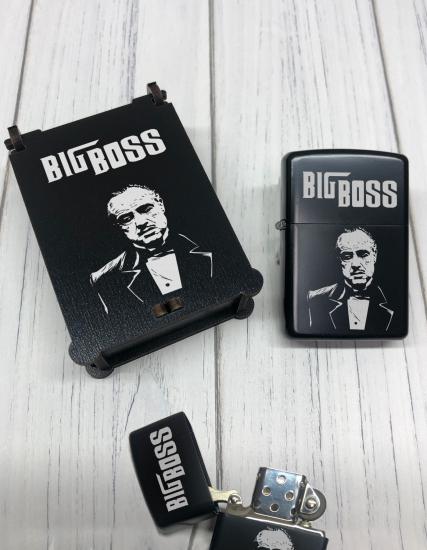 Big Boss Benzinli Zippo Çakmak Siyah Ahşap Kutulu