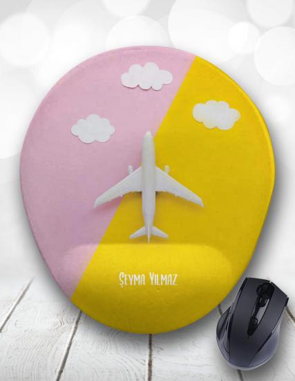 Bulutların Üstünde Pembe Sarı Kişiye Özel Mouse Pad