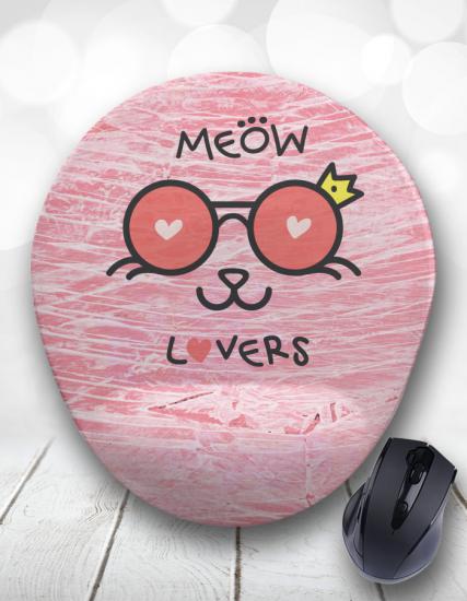 Cat Lovers Meow Kedi Bilek Destekli Mouse Pad
