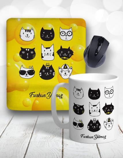 Cat Mood Kupa Bardak ve Mouse Pad