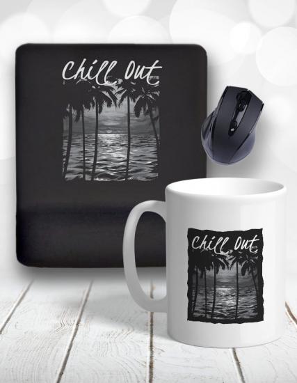 Chill Out Deniz Palmiye Bilek Destekli Mouse Pad ve Kupa Bardak