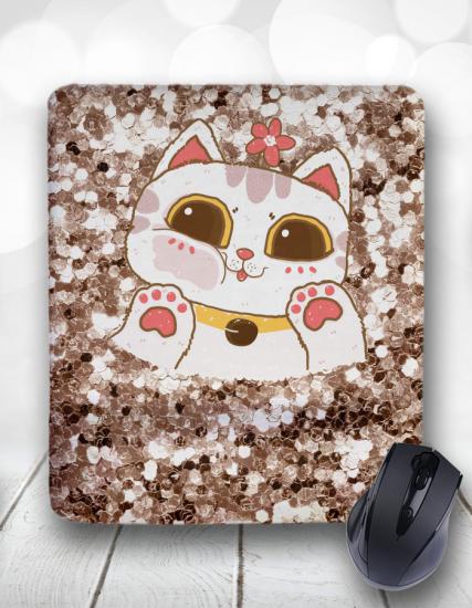 Cute Glitter Cat Bilek Destekli Mouse Pad