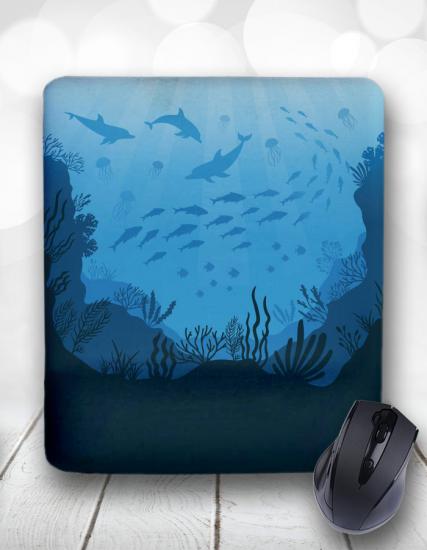 Deep Blue Underwater Ocean Bilek Destekli Mouse Pad